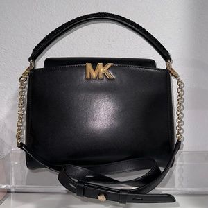 Michael Kors MK Karlie Medium Black Leather Crossbody Bag